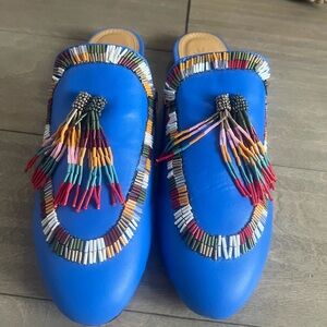 Farm Rio blue beaded mules size 9